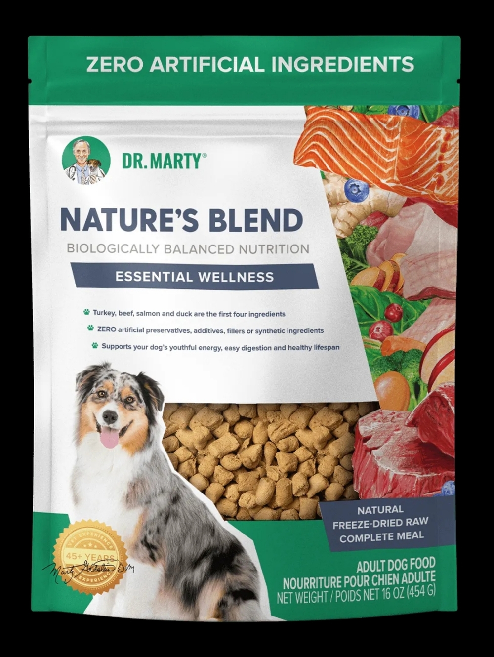 Dr Marty Nature's Blend Freeze Dried Dog Food 16oz Essentials Wellness